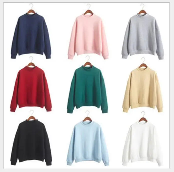 

Candy Colour Plain Women Sweatshirt Turtleneck Spring Autumn Girls Harajuku Pullover Soft Wide Leisure Hoody Femme 2019 M-2XL