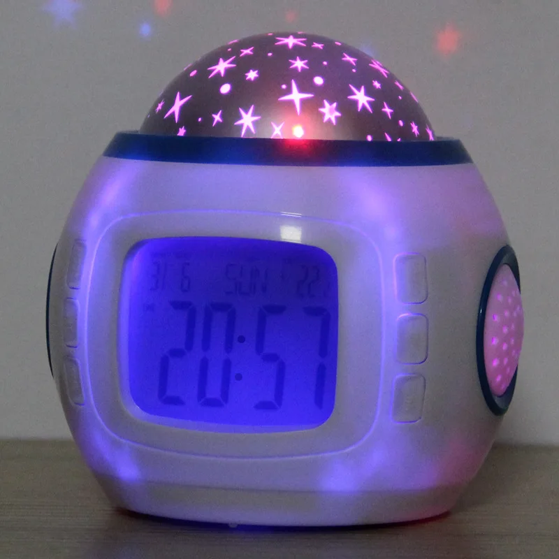 

Creative Projection Alarm Clock MultiFunction Music Star Clock Natural Sound Sleep Electronic Date Month Alarm Clock For Gift