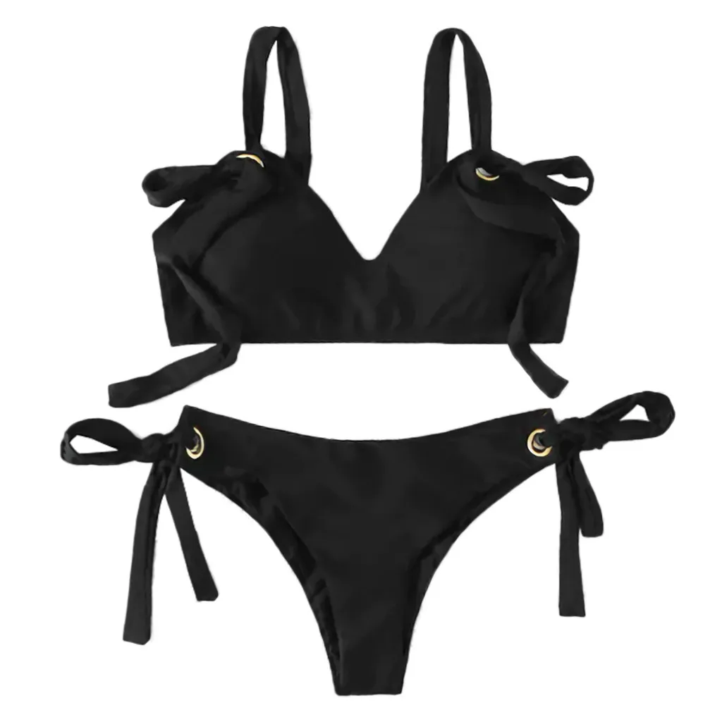 

Swimming suit for women high waist bikini set 2019 Summer Sexy Solid bandage Bathing Suit Women Bathing Suits maillot de bain