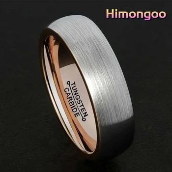 

HIMONGOO 7MM Rose Gold Men's Tungsten Carbide Ring Plating Tungsten Ring Silver Brushed Drawing Wedding Band