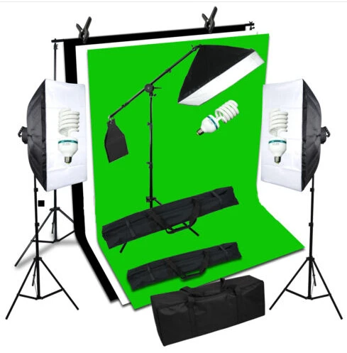 

New Photo Studio 405W Continuous Lighting Soft box Kit Bulb/Light Stand/Boom Arm