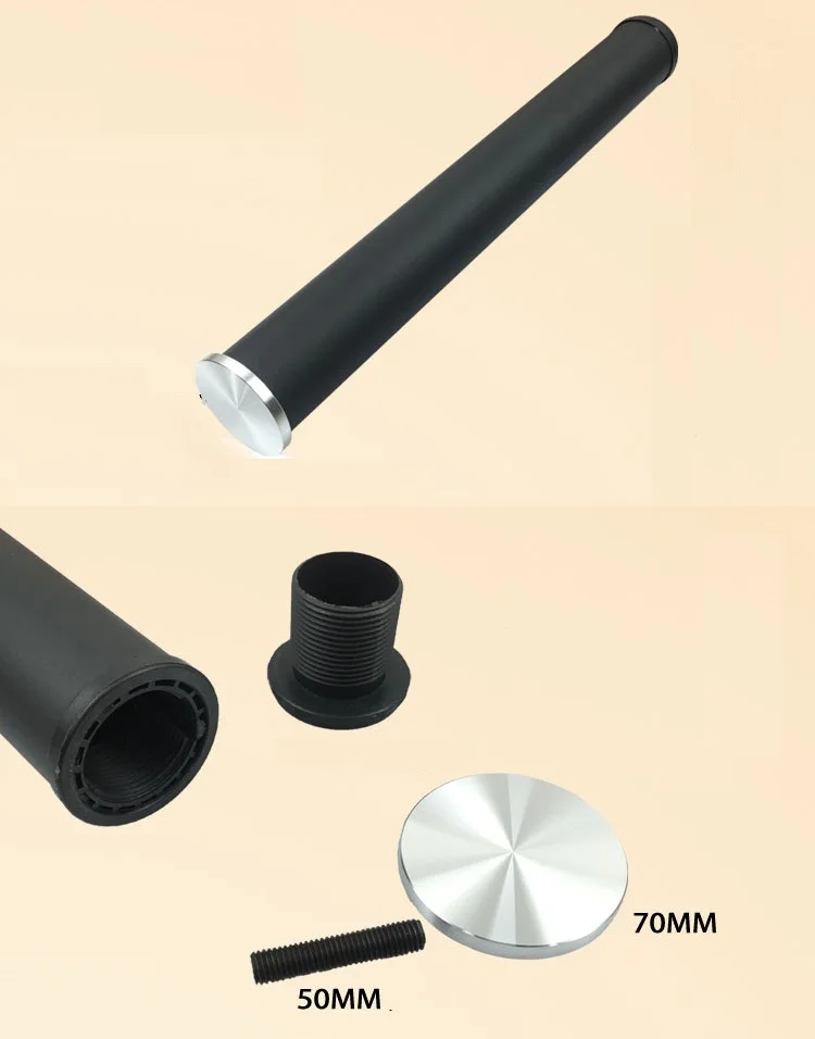 Dia.60mm Matte Black Adjustable Glass Top Bar Table Leg Feet with glass