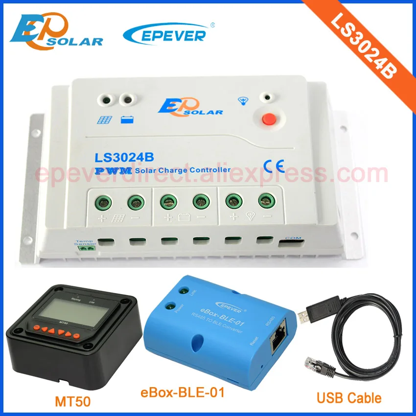 

EPsolar PWM 30A Regulator solar Battery LS3024B with MT50 remote meter USB cable and bluetooth function