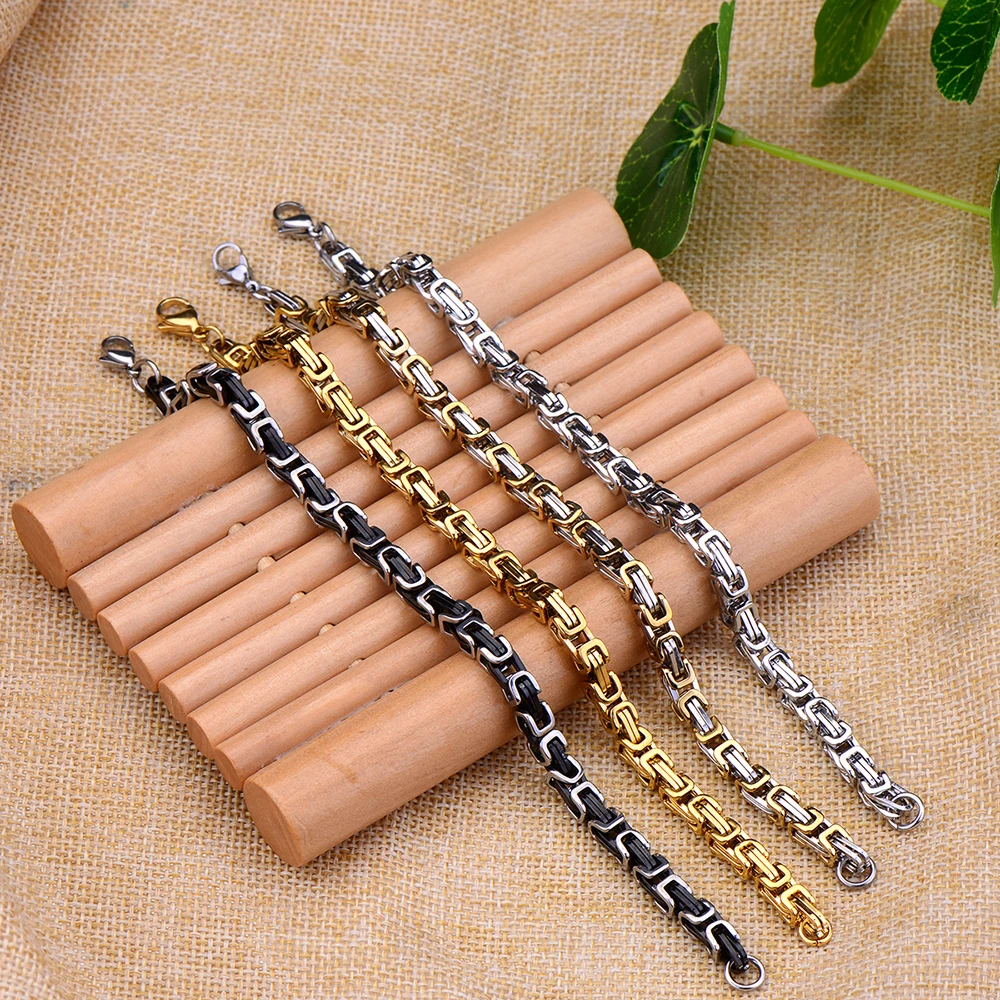 

New arrival 316L titanium steel 5MM silver gold black color emperor chain bracelet fashion jewelry for men length 20CM pulseras