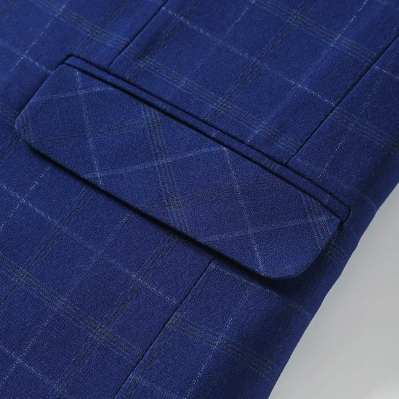 2019 High Quality Men'S Business Casual Single-Breasted Suits Men'S Simple Fashion Trend Wild Lattice Single West