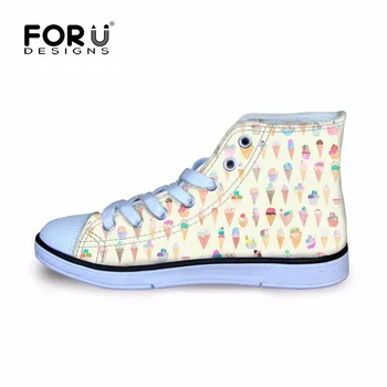 

FORUDESIGNS Children Shoes Sneakers for Girls Cute Tumblr Ice Cream Printing Sport Running Shoes High Top Kids Football Boots