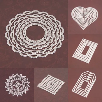 

Heart Circle Metal cutting Dies Rectangle Oval Cut Dies Lace Frame Background Paper Craft Dies For Card Making DIY Scrapbooking