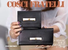 

2018 COSCI FRATELLI New Arrival Genuine Leather Women Wallet Short Fashion Purse Bow Tie Bag Large Capacity Girls Money Clip