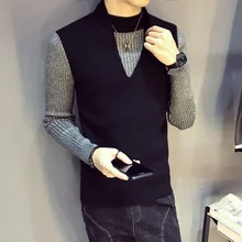 Осенний и зимний мужской свитер Корейская версия трендового сшитого свитера красивая одежда зимний свитер