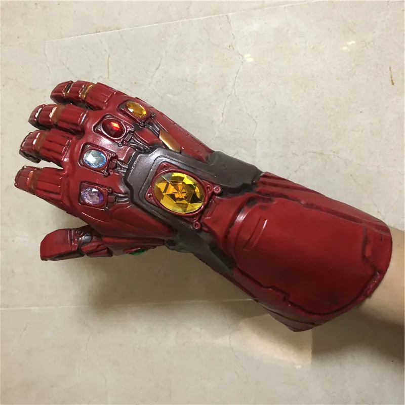 1:1 Endgame Железный человек Тони Старк светодиодный светильник Thanos Gauntlet камень косплей перчатки Гибкие пальцы латекс