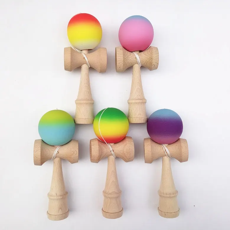 20pcs kendama  18.5cm Rubber paint Game ball skills with a sword jade jade sword ball sword flexible paint kendama free