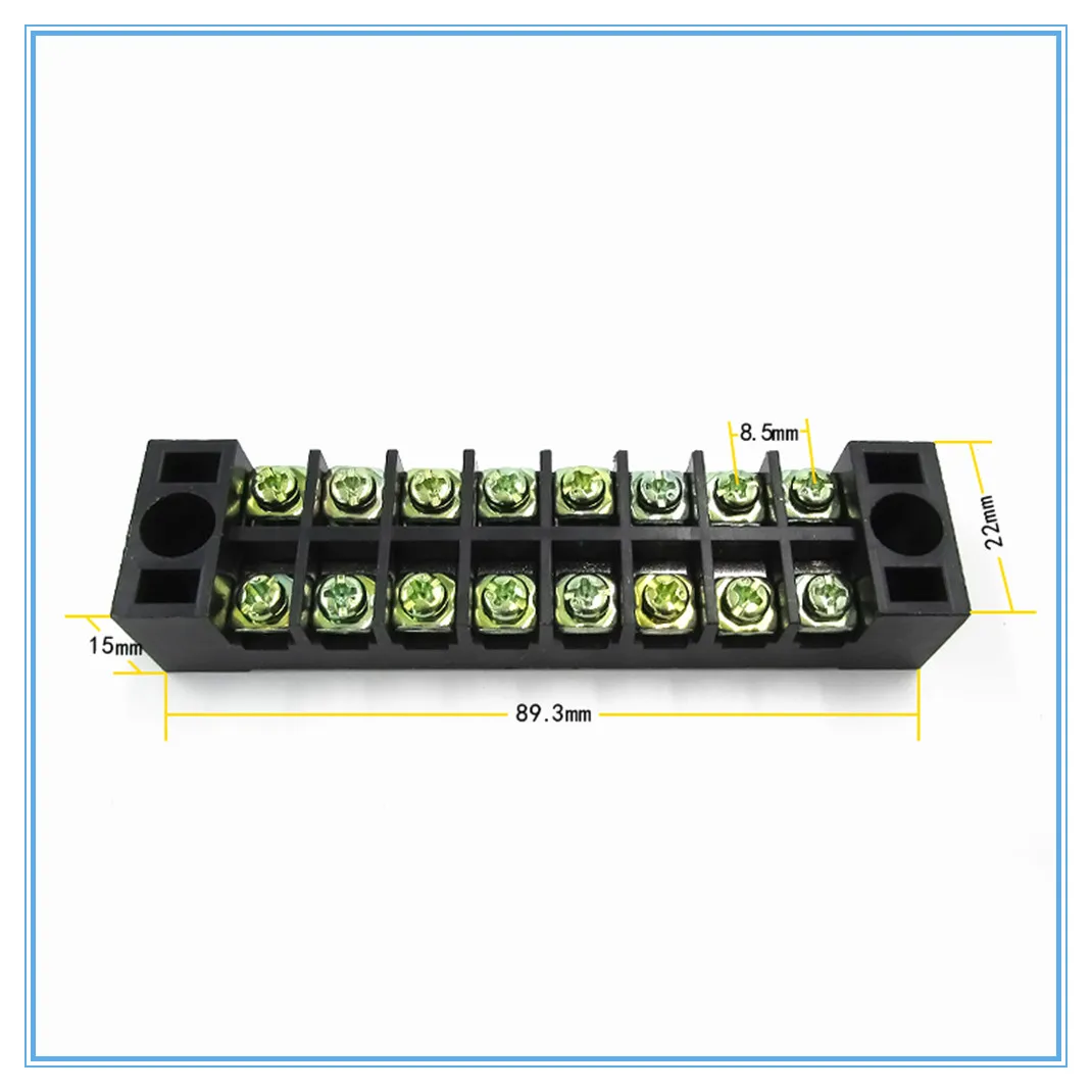1Pcs Dual Row Screw Terminal Block Strip 600V 15A TB-1508 for wire connectors,din rail terminal block
