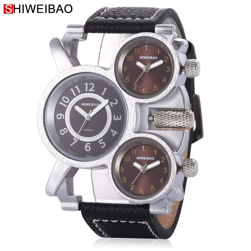 

Shiweibao Watches Men Watch Luxury Brand Casual Quartz Wristwatches Four Time Zones Military Relogio Masculino Clock Male D3612A