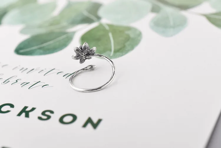 Одноцветные кольца из серебра 925 пробы, винтажные кольца в виде цветка лотоса, ювелирные изделия anillo de plata anello