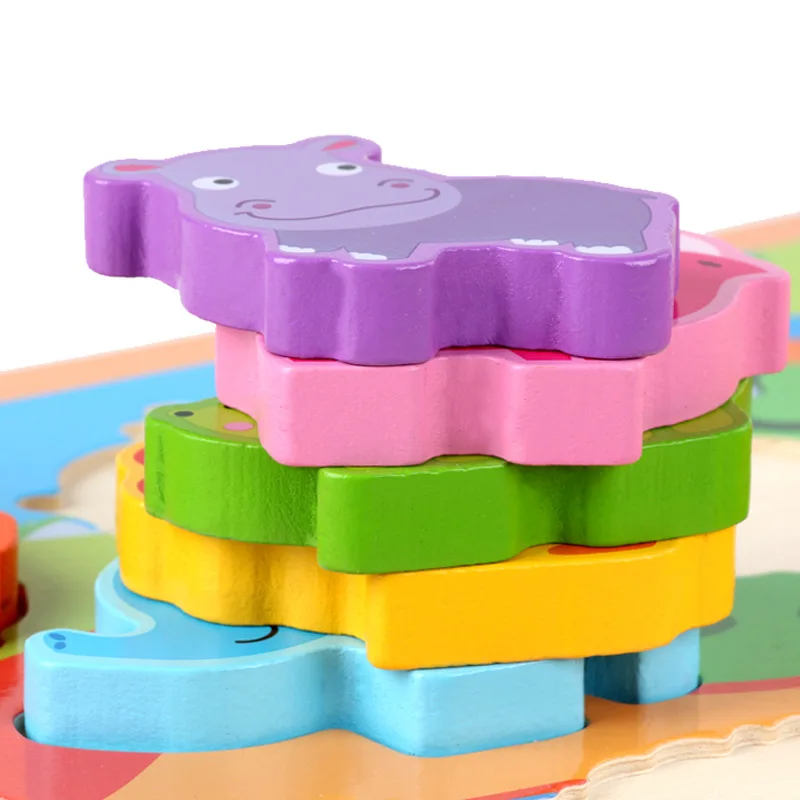 6 стилей Деревянные 3d головоломки деревянные игрушки для детей Мультяшные животные Пазлы интеллект Дети Детская игрушка для обучения подарки