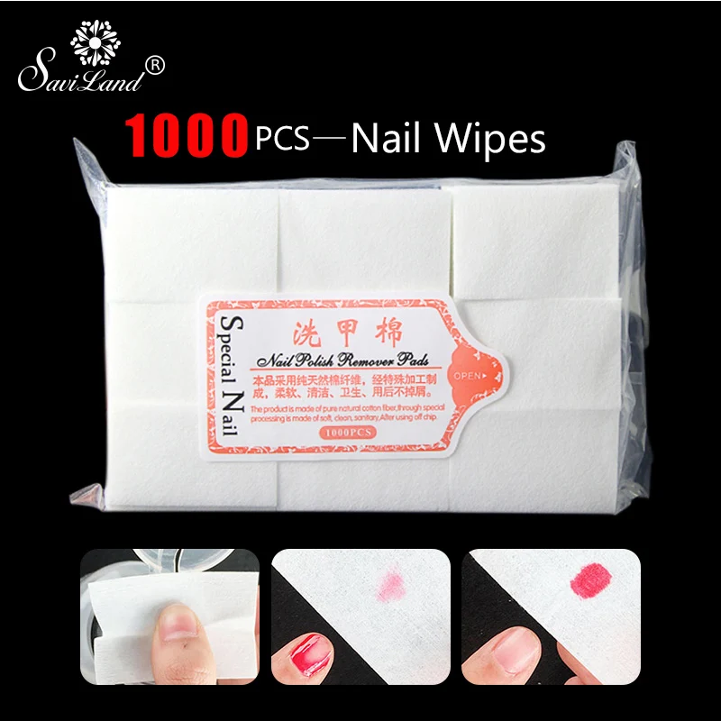 

Saviland 1000Pcs Nail Polish Remover Nail Art Tools Soak Off Cap Lint Free Clip Wipes Cleaner Degreaser for Uv Gel Varnish