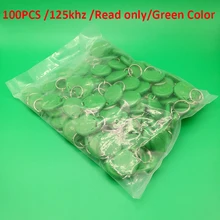 100 шт. TK4100 только для чтения 125 кГц RFID ID карты брелки для ключей бирка для контрольно-пропускной системы зеленый доступа Управление только ключ