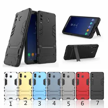 

50pcs/lot New Arrival Hybrid 2 in 1 Hard PC +TPU Back Case For Samsung Galaxy A9 Star / A8 Star With Stand Flexible Armor