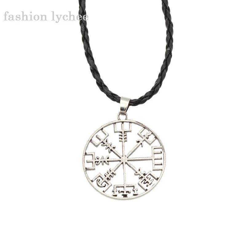 Модные личи руны викингов Vegvisir выдолбленные ожерелье подвеска с компасом Odin символ скандинавского рунического каната цепи мужские ювелирные изделия