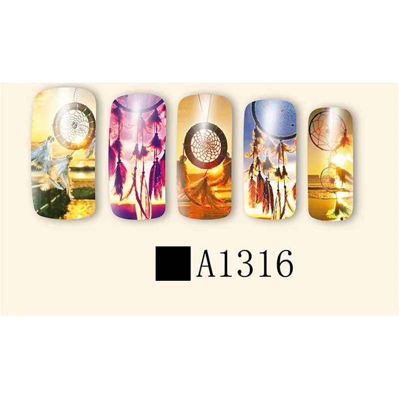 LCJ 1 лист очаровательные перья Ловец снов дизайн ногтей водное тату Дизайн Маникюр цветы переводные наклейки A1309-1320