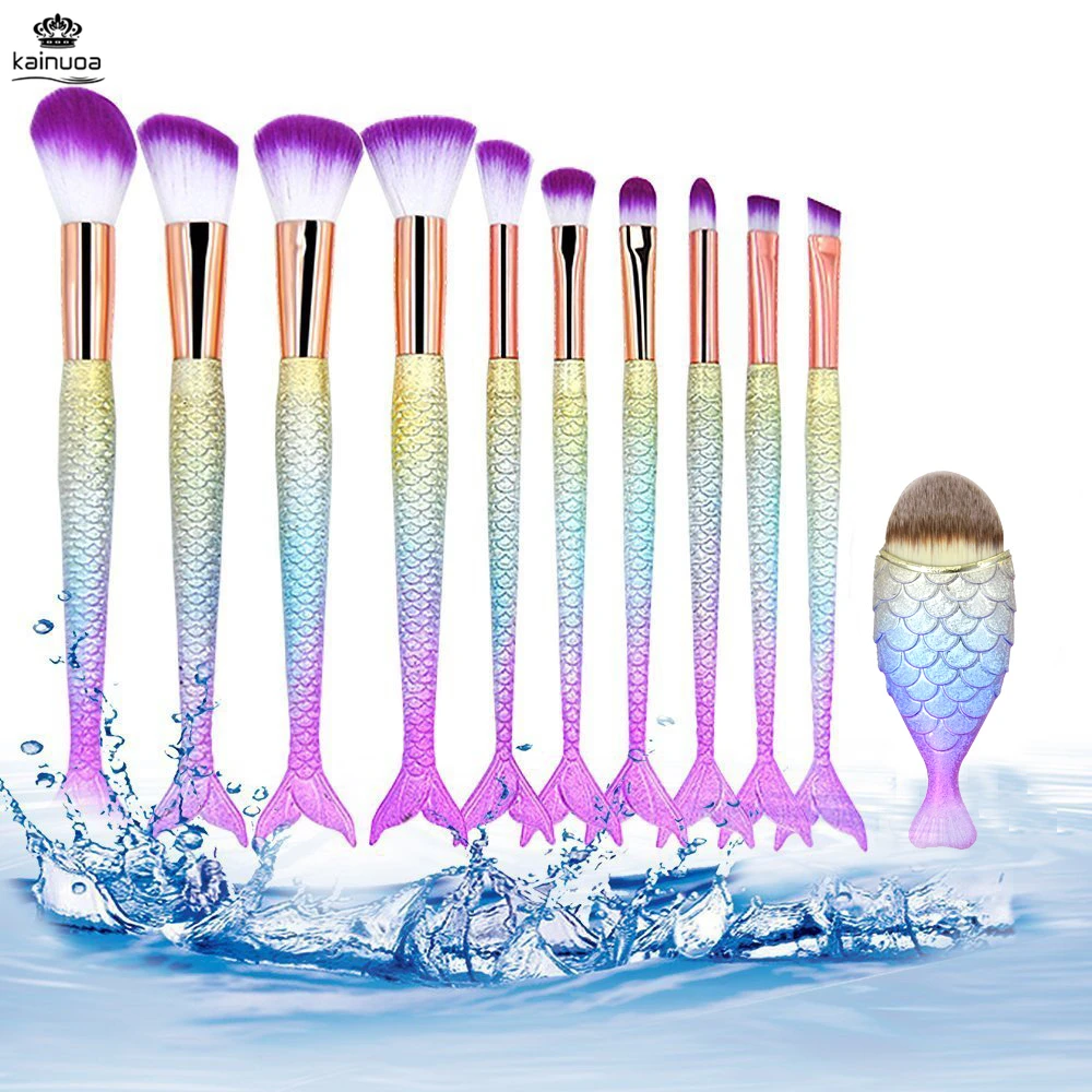 1-7-11pcs-Mermaid-Makeup-Brushes-Foundation-Eyeliner-Concealer-Brushes-Fish-Tail-Cosmetic-brochas-maquillaje-Make
