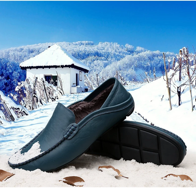 Jkpudun итальянская повседневные мужские туфли Элитный бренд зимние теплые мужские лоферы из натуральной кожи; мокасины; дышащая обувь; водонепроницаемые туфли без шнуровки