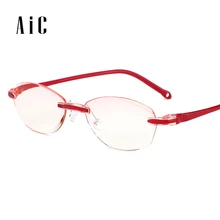 AIC Модные женские голубые световые блокирующие очки без оправы для чтения женские пластиковые рамки пластиковые линзы Уход За Зрением