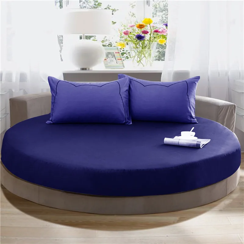 Круглый матрас для кровати, однотонный цвет, белый, оранжевый, синий, фиолетовый, розовый, хлопок, простыни с эластичной лентой, защитный чехол для кровати