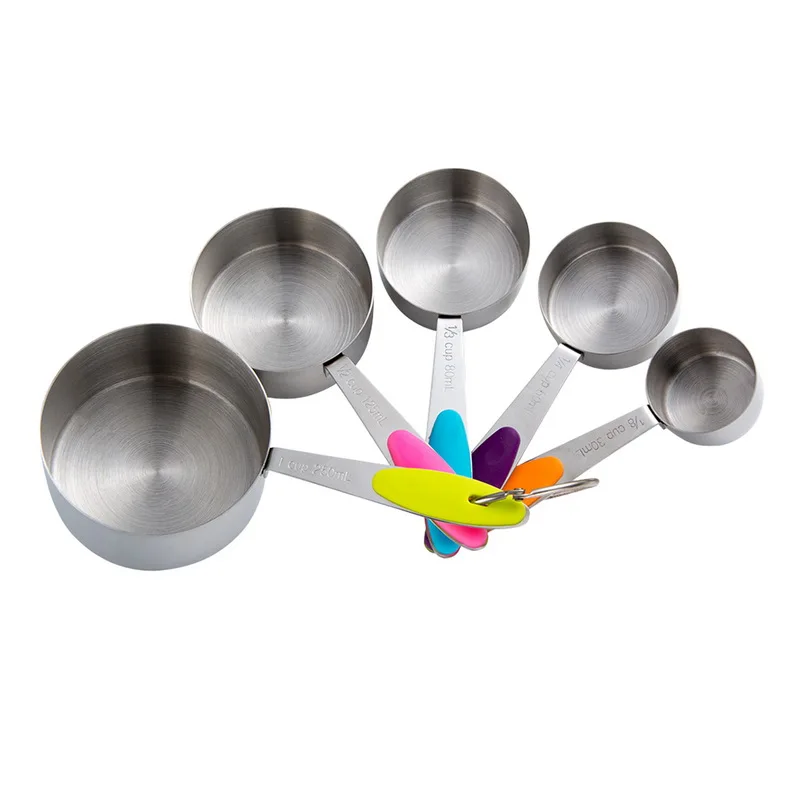 Hoomall 5Pcs Colored Stainless Steel Measuring Cups Set Kitchen