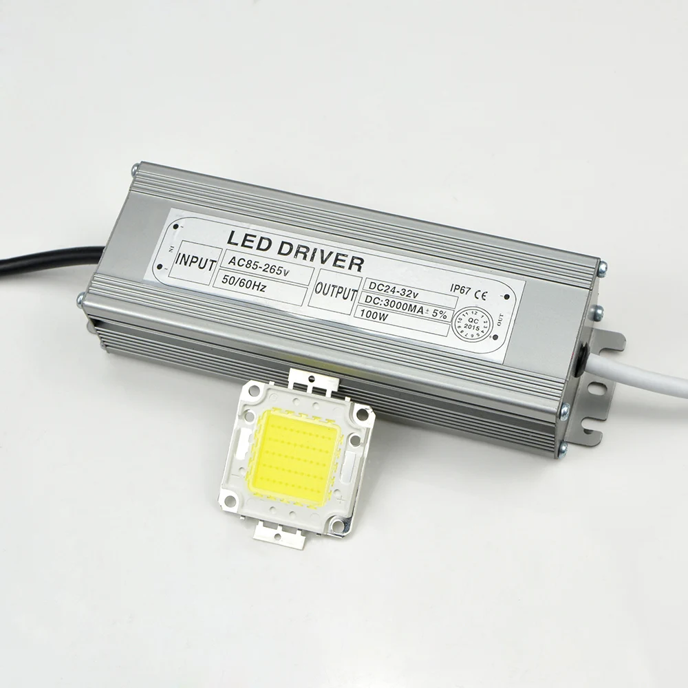 

Really Watt 10W 20W 30W 50W 100W Integrated COB LED Beads Chip light lamp+ Power Driver lighting transformer For Floodlight Bulb