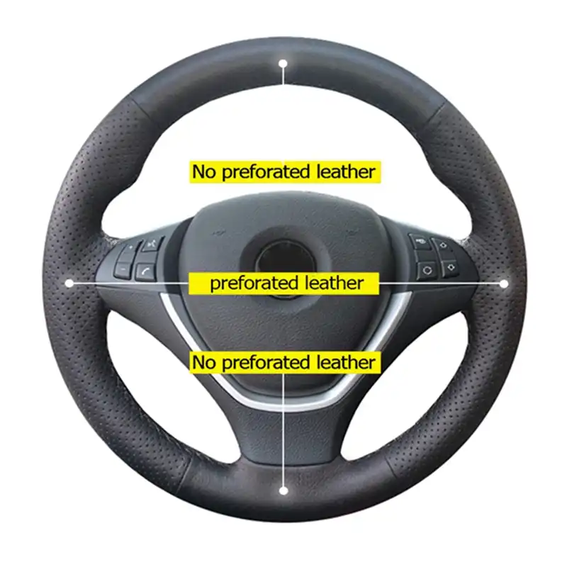 DIY Black Leather Steering Wheel Cover for Land Rover Freelander 2 2007-2012