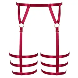 Красный подвязка в готическом стиле ремень средства ухода за кожей жгут ног чулки с подтяжками выдалбливают эластичный отрегулировать