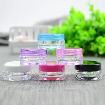 

20Pcs 3g/3ml Square bottom Sample Jar Pot Vial Container Refillable Fit Makeup Cosmetic Face Cream Pigment Nail Art Glitter bead