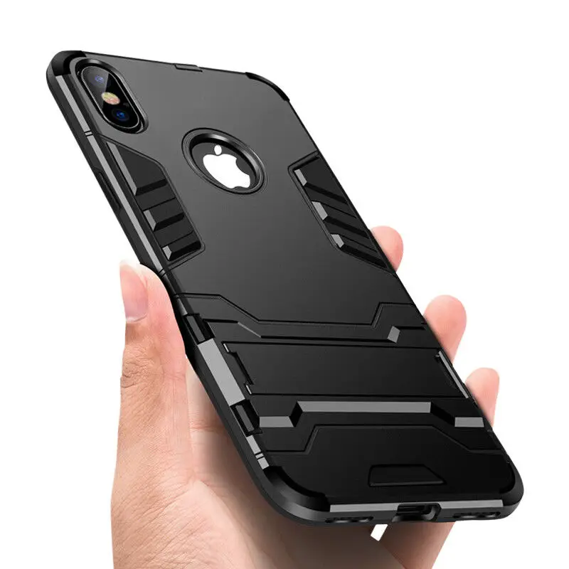 

Luxury Stand Armor Holder Phone Case For iPhone 78 6 6S Plus X XS XS max Hybrid TPU+Hard PC ShockProof Cover for iphone 5 5S SE
