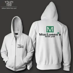 Как я встретил вашу маму Ирландский Паб дизайн логотипа Zip Up Hoodie Унисекс Хлопок с начесом внутри тяжелой капюшоном толстовка