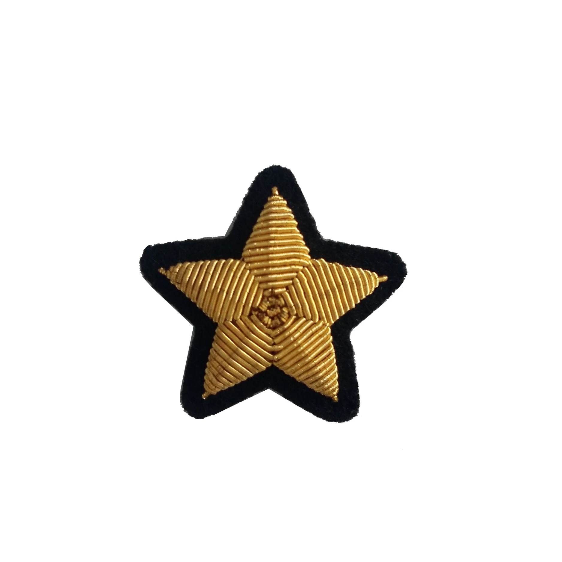 Ручной работы из витой нити, из проволоки/вышивка расшитая золотом эмблема, золотой значок звезды