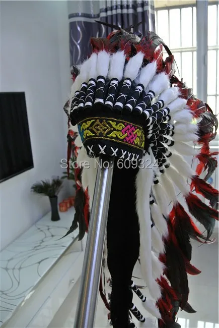 Женский головной убор с красными и черными перьями|costume prop|headdress photocostume roman |