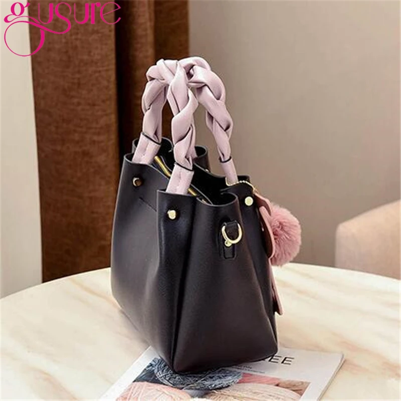 Femminile Dell'unità brown Palla Red Con Moda Nuove 2019 Elaborazione Decorazione Spalla pink Gusure Design Di gray wine Delle Pelo A Borsa Donne Cuoio Per Borse white Flamingo Tracolla Black 6qxO0gH