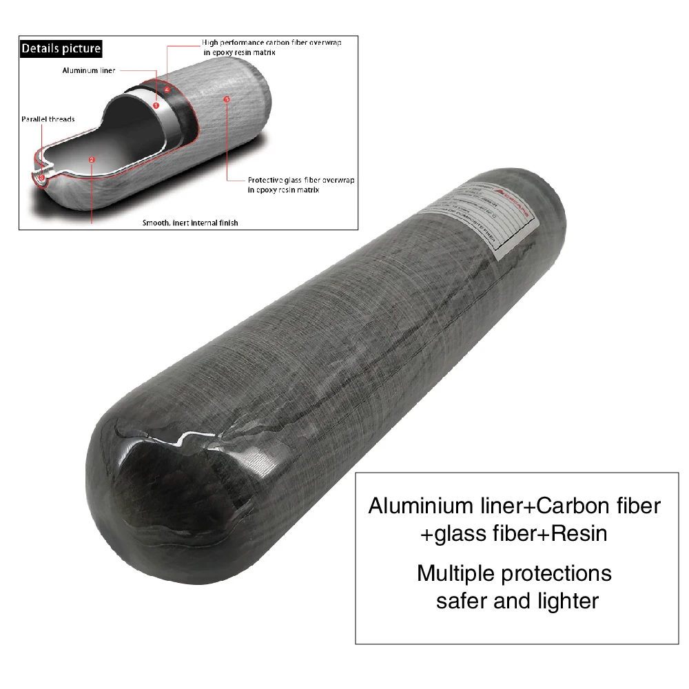 AC102 Новый 300bar 4500psi CE сертифицировано air tank 2l Дайвинг газовый баллон бутылки подводное пистолет PCP углеродное волокно цилиндр Прямая доставка