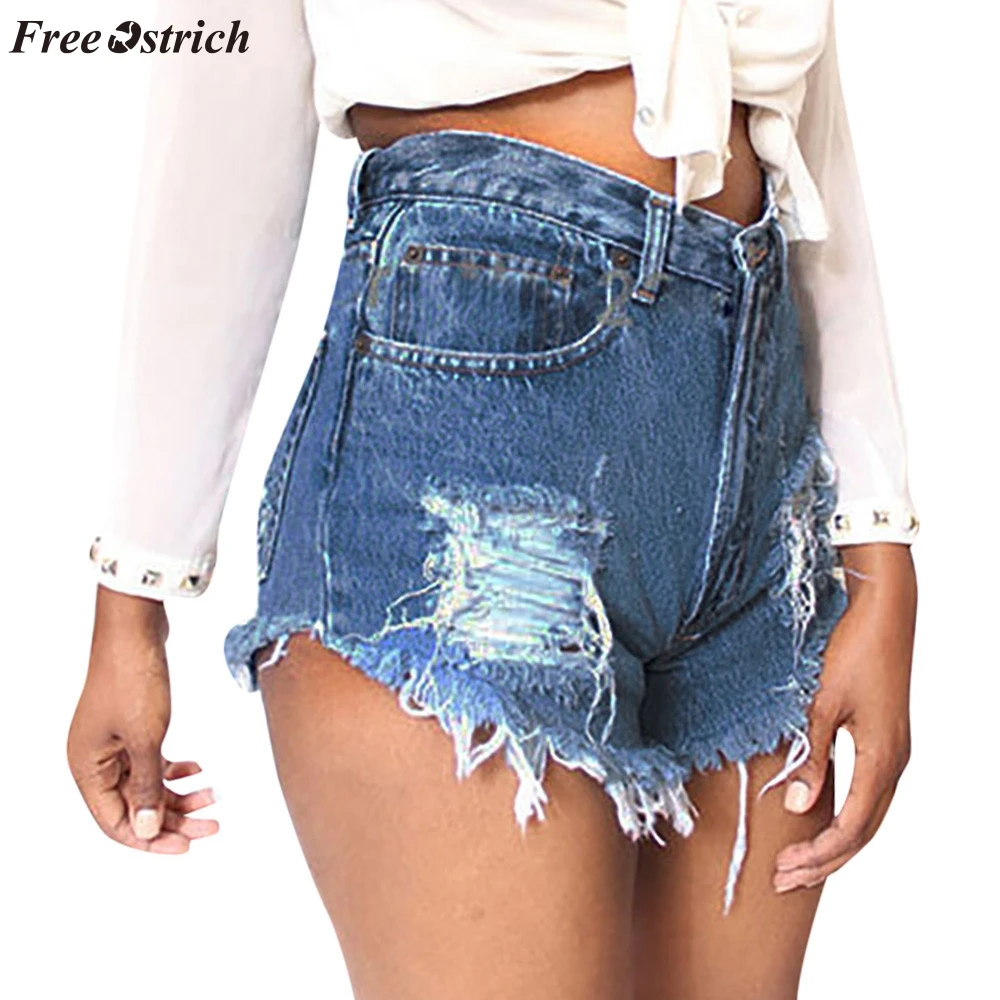 

FREE OSTRICH Denim shorts women's fashion personality low waist wash hole short paragraph mini comfortable daily denim shorts