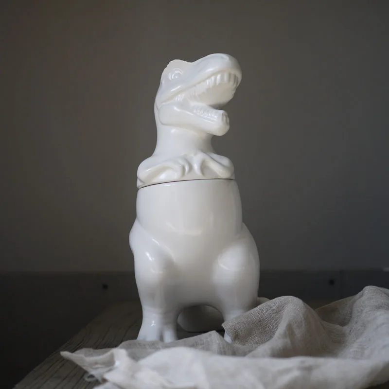 Белая керамическая креативная банка для хранения тираннозавра Рекс домашний декор ремесла украшение комнаты предметы старинные декоративные банки динозавра