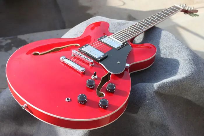 

Wholesale Promotion Jazz Simi Hollow Body TR Electric Guitar Free Gold Hardware Shipping