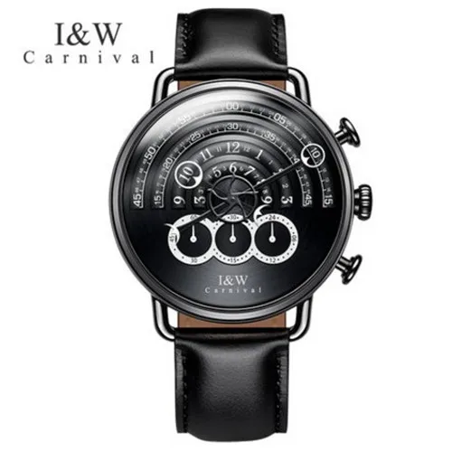 CARNIVAL IW horloges mannen Военный Спортивный Топ креативный кварцевый Секундомер Хронограф индивидуальные часы для мужчин сапфир relogio - Цвет: Full black SC8816