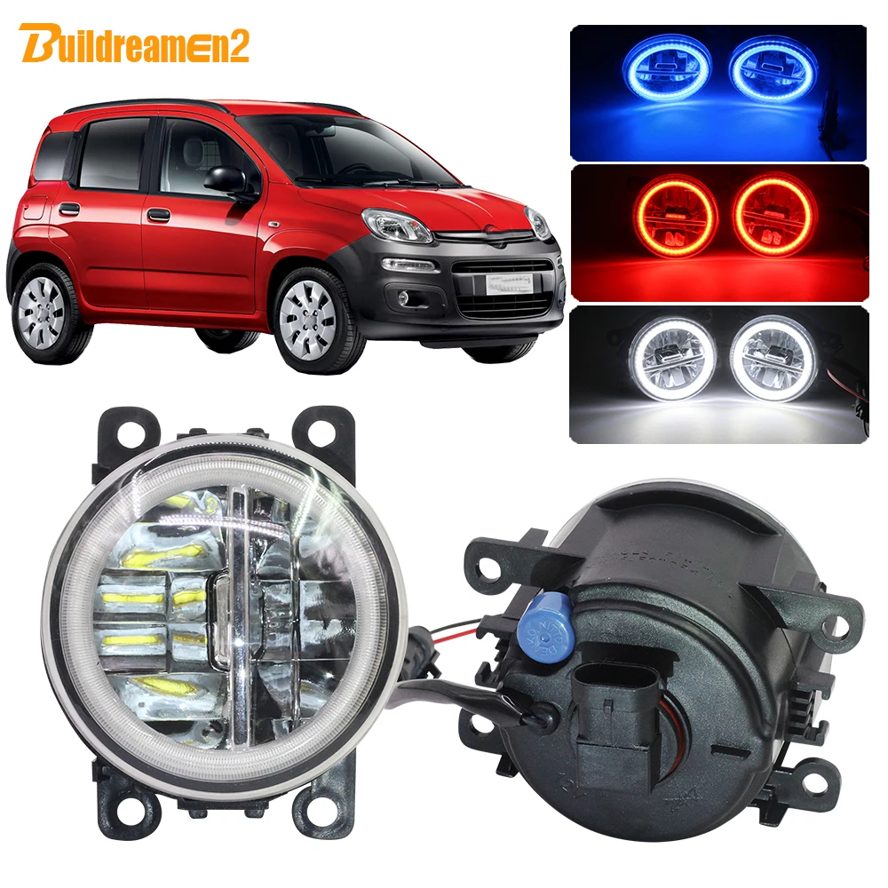 

Buildreamen2 Car Accessories 4000LM Fog Light Assembly H11 LED Angel Eye Daytime Running Light DRL 12V For Fiat Panda 2012 2013