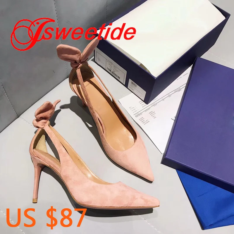 

Comfortable Brand Sandals Women Fine heel Bow Sandals Fashion Flip Flops Shoes Summer Genuine Leather heels high Suede Sandals