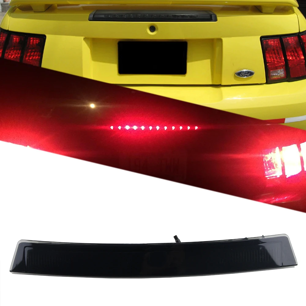 

12-LED Rear Third 3rd Brake Light For 99-04 Ford Mustang Smoked Lens Tail Lamp Rear Trunk LED 3RD Third Stop Brake Light Lamp