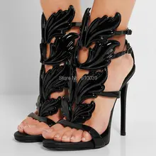 Black Pink Metallic Winged Gladiator Women Sandals 2016 High Heels Brand Sandals Summer Shoes Woman Sandalias Ladies Shoes Pumps