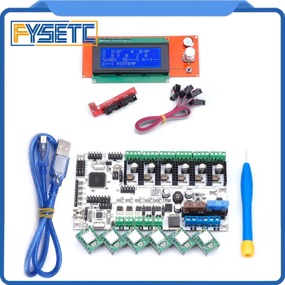 

2004 LCD Display Screen+ A4988 Green/Red Stepper Motor Driver 6pcs + Rumba+ Board Support 3pcs Extruder Rumba Plus Motherboard