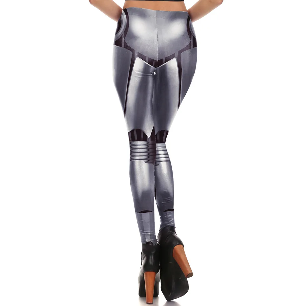Для женщин леггинсы с цифровой печатью Железный Металл Armour Legins робот брюки для