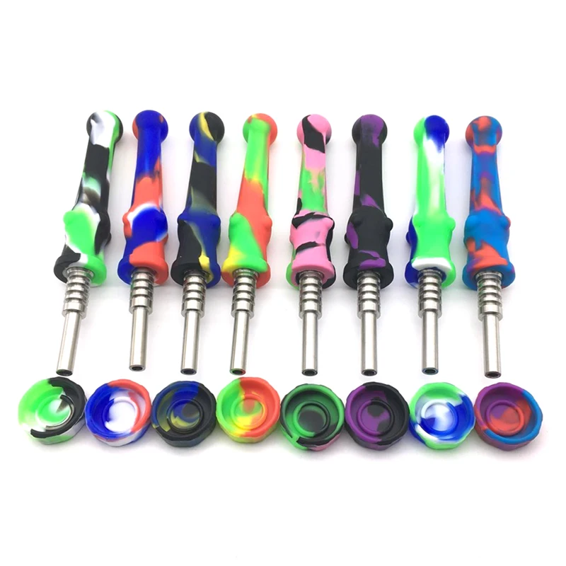 

25Pcs Silicone NC kits with GR2 Domeless Titanium Tip 14.5mm Joints Oil Rig Concentrate Honey Dab Straw